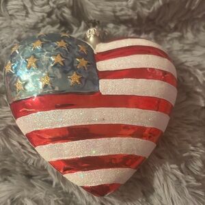 Patriotic Heart Ornament with Stars and Stripes